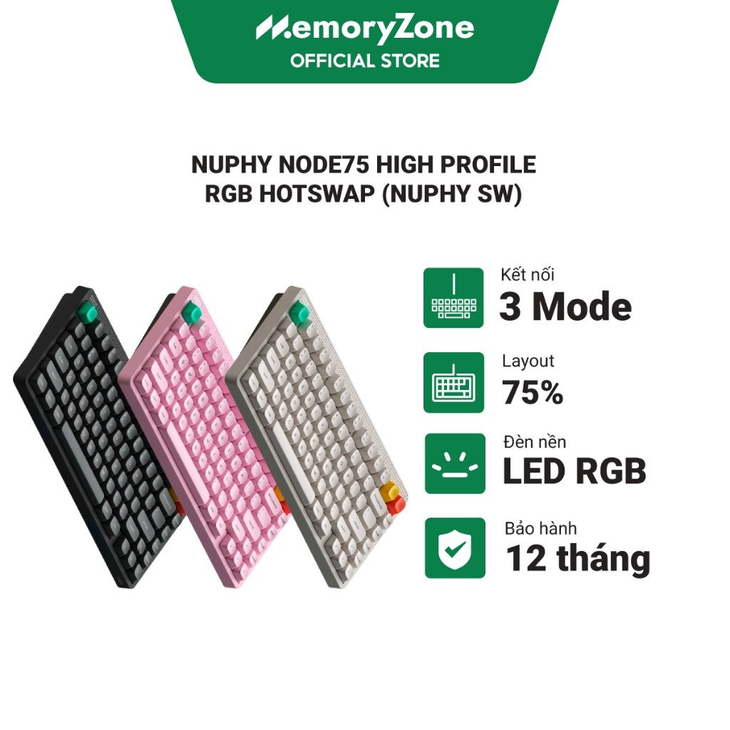 [CHÍNH HÃNG] Bàn phím cơ không dây NuPhy Node75 High Profile RGB Hotswap (Nuphy Sw) - Bảo hành 12 th