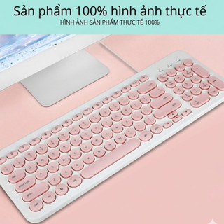 Bàn phím máy tính văn phòng d520 có dây usb siêu mỏng retro tròn - màu pastel
