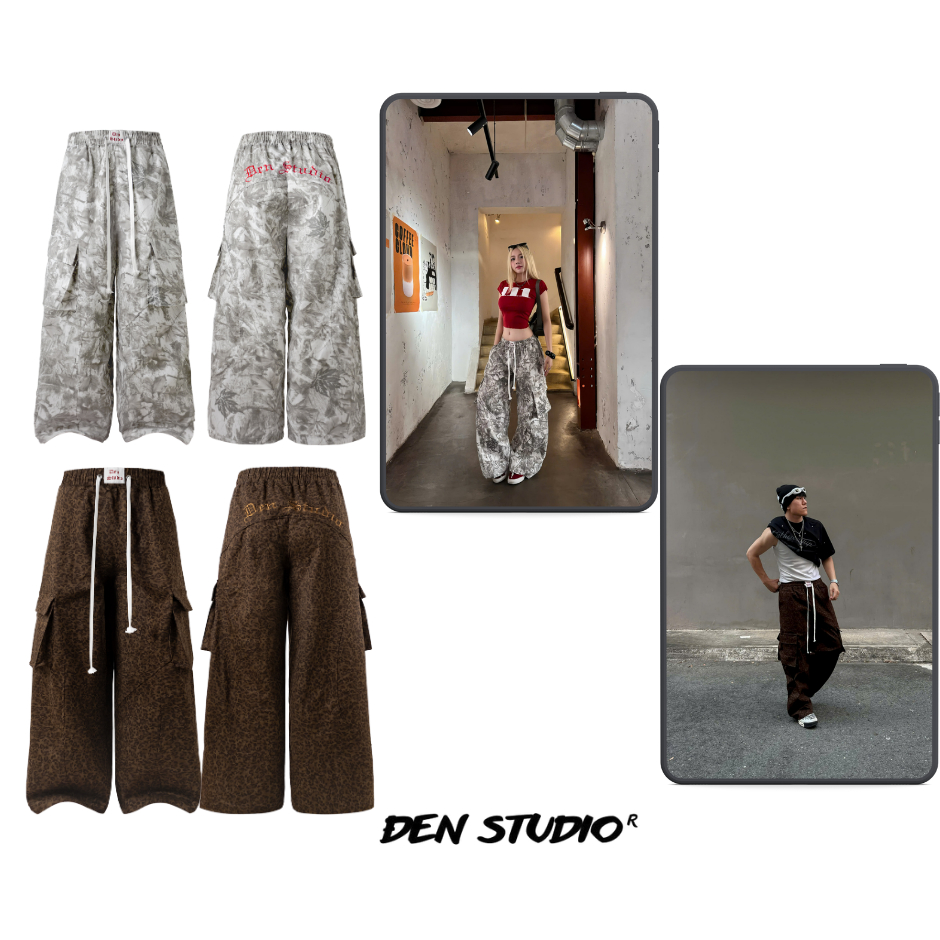 ( ĐEN STUDIO) QUẦN TÚI HỘP FORM RỘNG HỌA TIẾT LEOPARD/REALTREE UNISEX