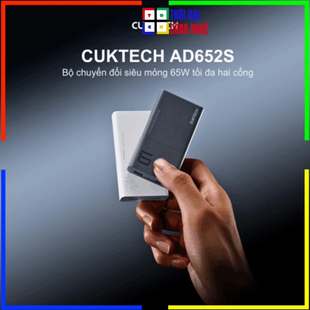 Củ Sạc GaN CUKTECH AD652S 65W Max 2 Cổng USB-C - Sạc Nhanh Laptop Smarphone - Bảo Hành 18 Tháng