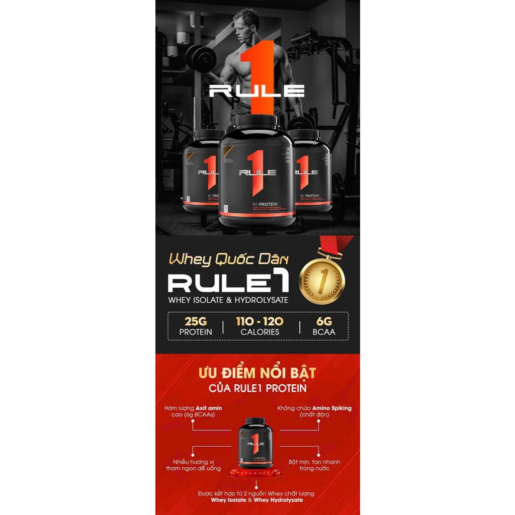 Sữa Bột Dinh Dưỡng Tăng Cơ Rule 1 Protein Isolate/ Hydrolysate 1lb (450g) - Fit24HProtein