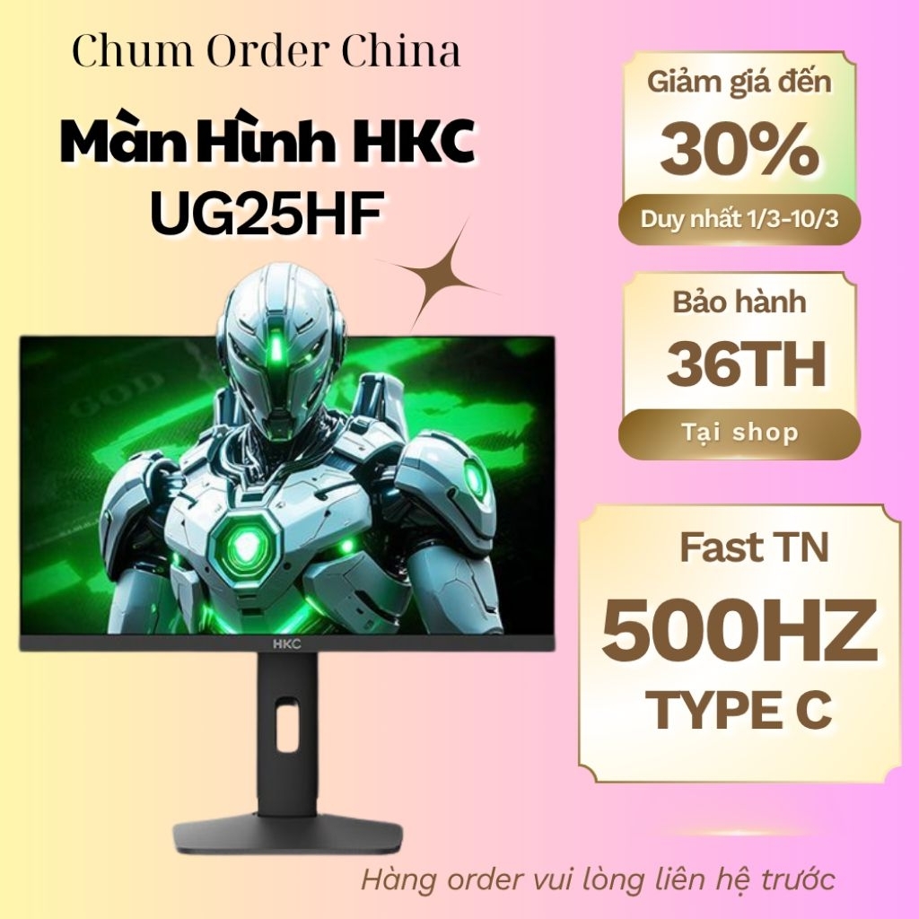 Màn hình HKC UG25EF 500hz có cổng Type C đem lại trải nghiệm mượt mà