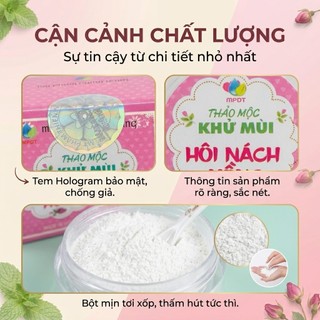 Bột Thảo Mộc Khử Mùi Hôi Nách Hồng , Phấn Hỗ Trợ Giảm Mồ Hôi Giúp Vùng Da Khô Thoáng