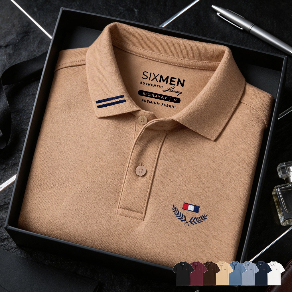 Áo Polo nam thêu cao cấp [Tặng Hộp Gói Quà Xịn] SIXMEN VICTORY - Vải cá sấu FeelMax thoáng mát