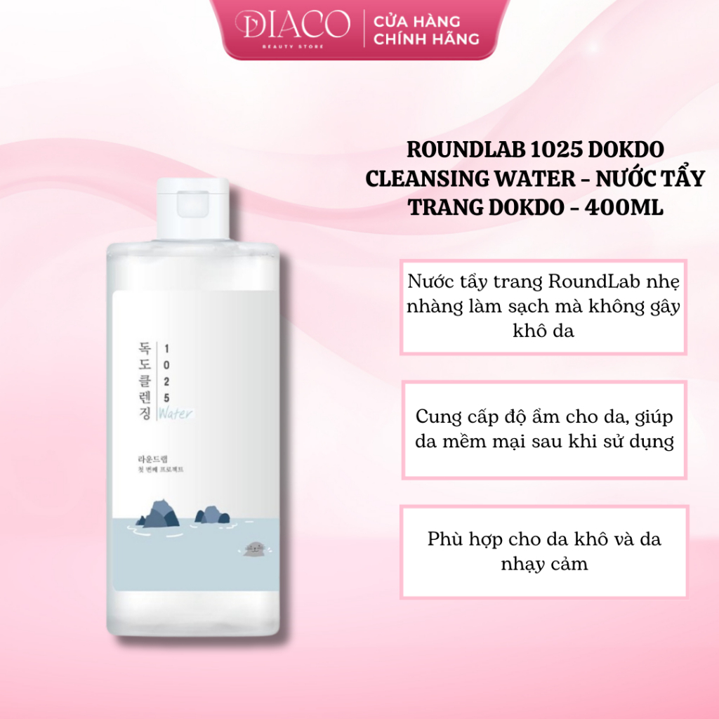 ROUNDLAB 1025 DOKDO CLEANSING WATER – NƯỚC TẨY TRANG LÀM SẠCH SÂU, DỊU NHẸ CHO DA NHẠY CẢM – 400ML