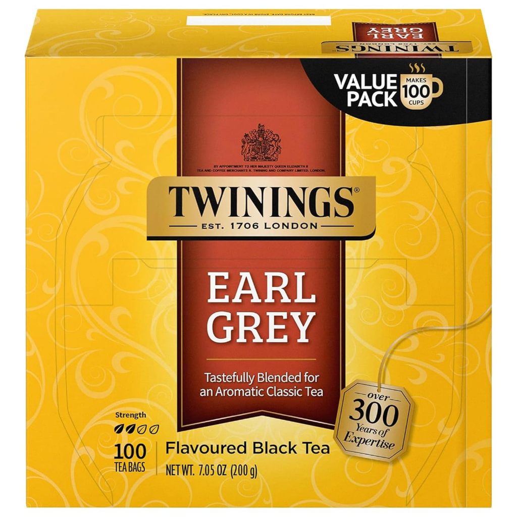 Trà đen cổ điển hương vị cam quýt , có caffein Twinings Earl Grey Black Tea Individually Wrapped Bag