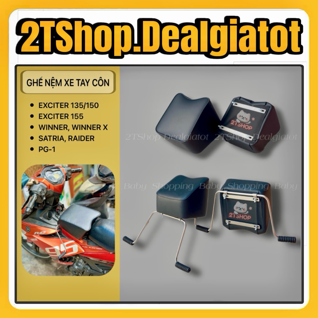 Ghế Nệm Ngồi Xe Máy Cho Bé Trên 2 Tuổi - Dành Cho Xe Winner, Winner X, Exciter, Satria, Raider, Yama