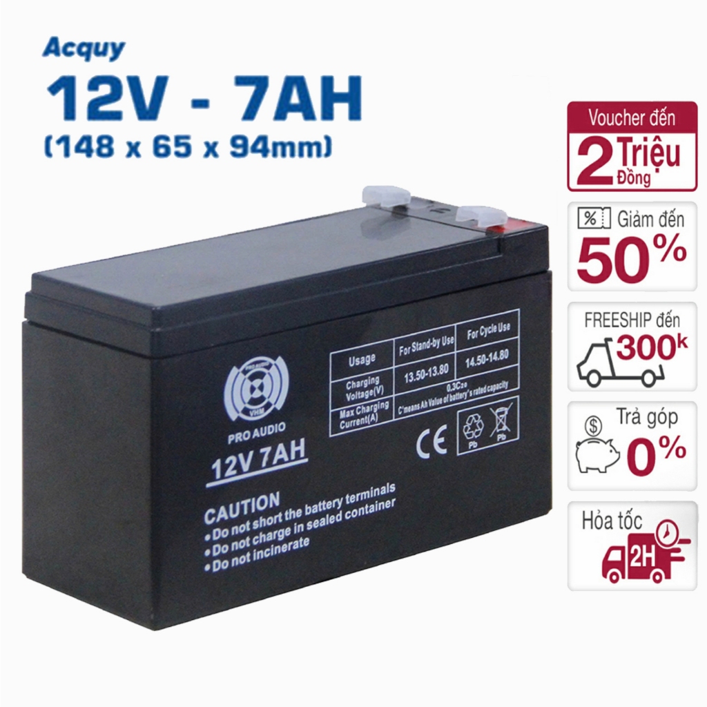 Bình Acquy ( Ắc Quy ) 12V 7AH Thay Thế Cho Bình Xịt Điện | Loa kéo di động | Xe điện trẻ em V1