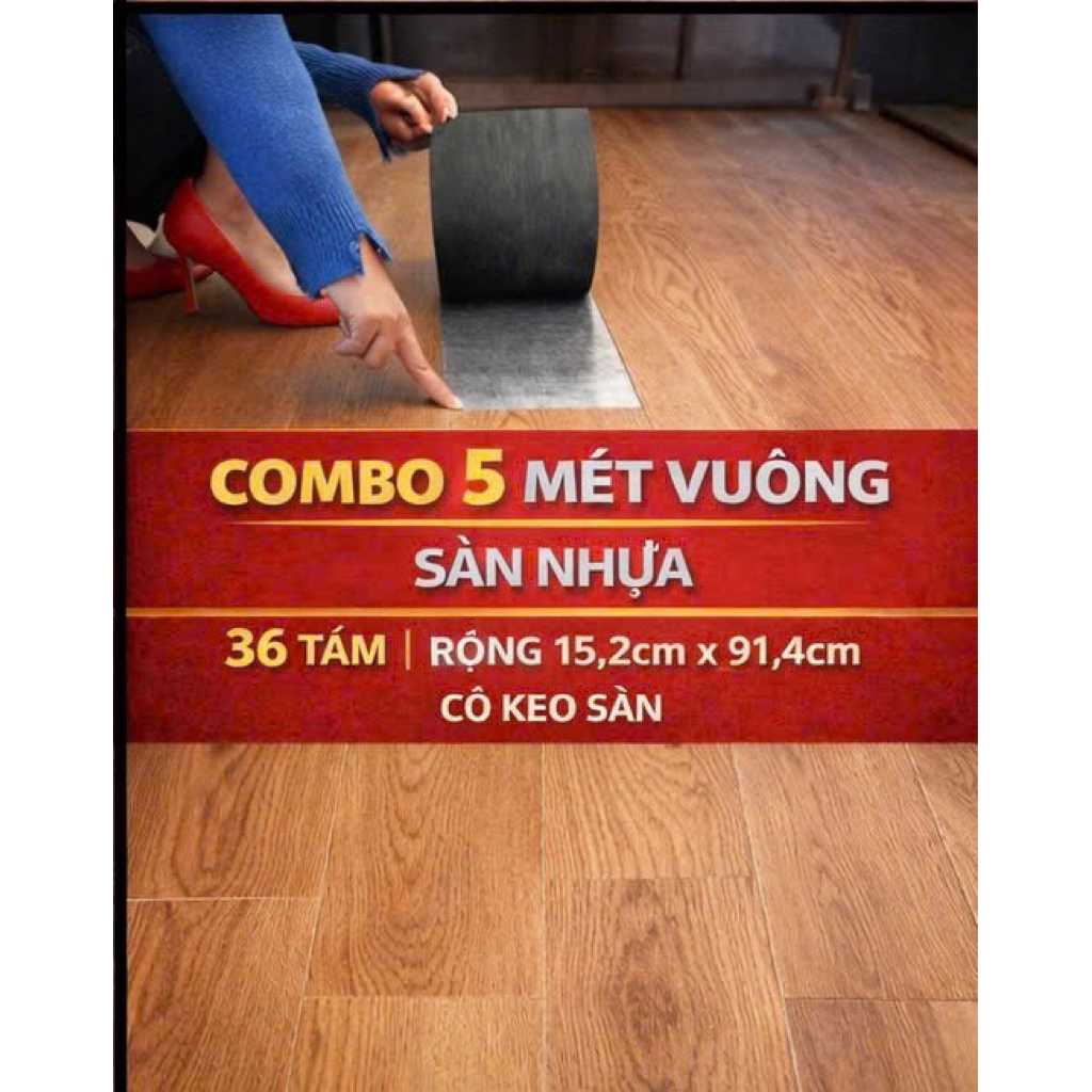Combo 5 Mét vuông với 36 tấm, sàn nhựa nặng dán nền