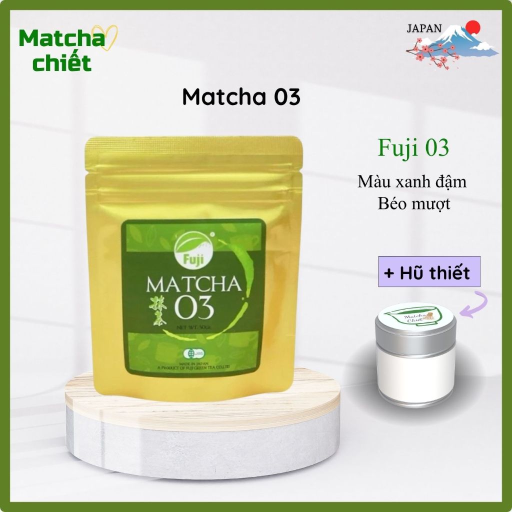 Bột trà xanh Nhật Matcha Fuji 03, thơm ngon đậm vị, màu xanh đẹp - túi chiết 20g