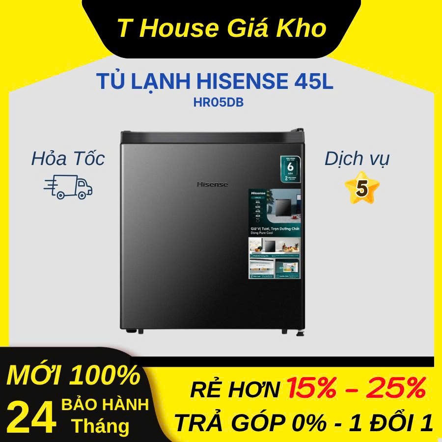 [ Mới 100% Chính Hãng] Tủ Lạnh Hisense 45 lít HR05DB Nhỏ Gọn Dễ Điều Chỉnh Độ Bền Cao BH 24 Tháng