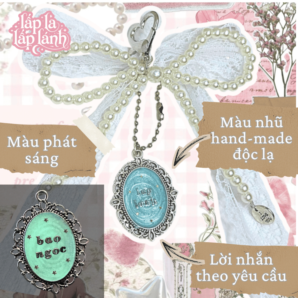 Móc túi bag charm LACE tên,lời nhắn,idol kpop theo yêu cầu cute coquette độc lạ tặng bạn gái hội nhó