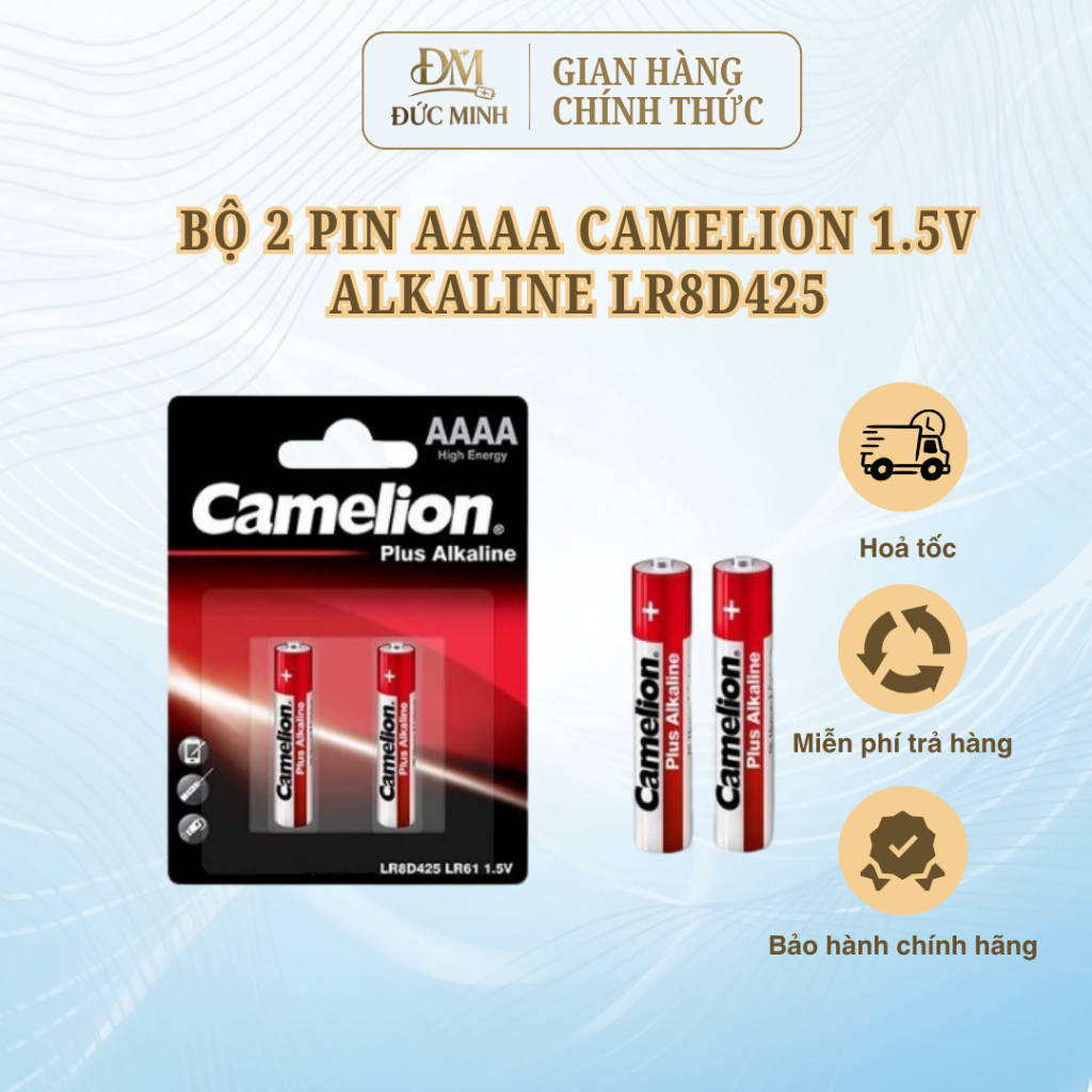 Bộ 2 pin AAAA Camelion 1.5V Alkaline LR8D425 tối ưu cho bút cảm ứng, remote cửa điện.