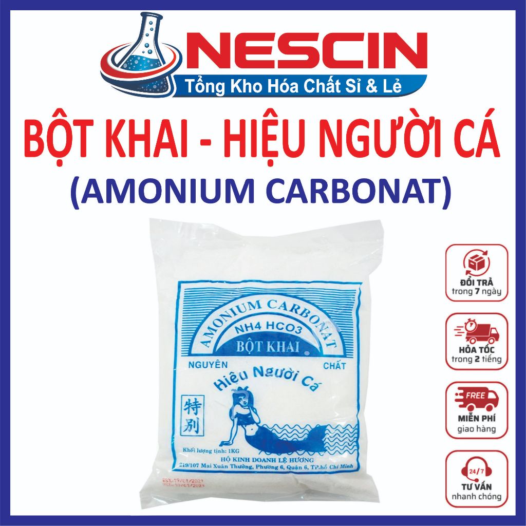 Bột Khai Hiệu Người Cá - 1 Kg Làm Bánh Bao & Bánh Quẩy - Tẩy Gỗ - Amonium carbonat - NH4HCO3