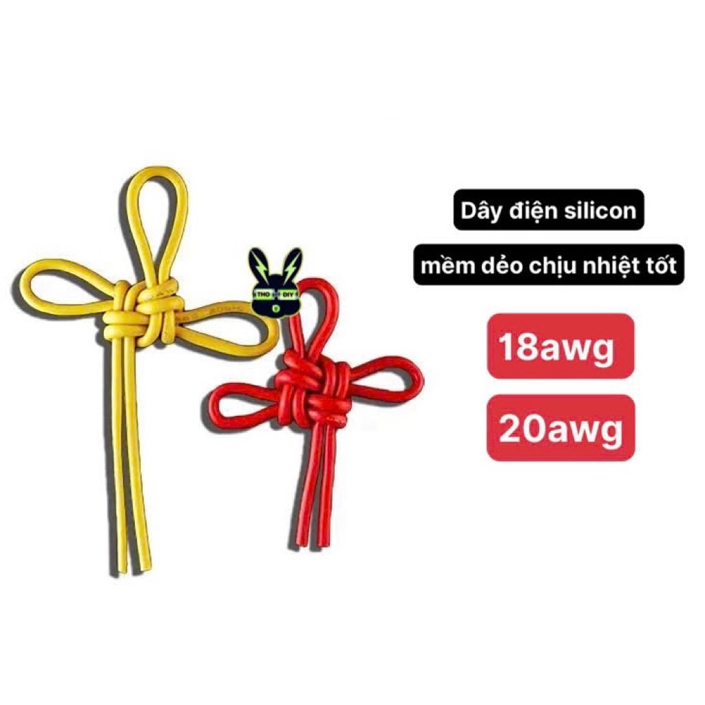 COMBO 3mét dây điện silicon mềm dẻo chống cháy, chịu nhiệt 18AWG 20AWG