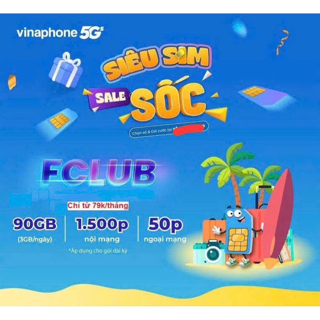 SIM VINAPHONE FCLUB 3GB/NGAY [CÓ ESIM]