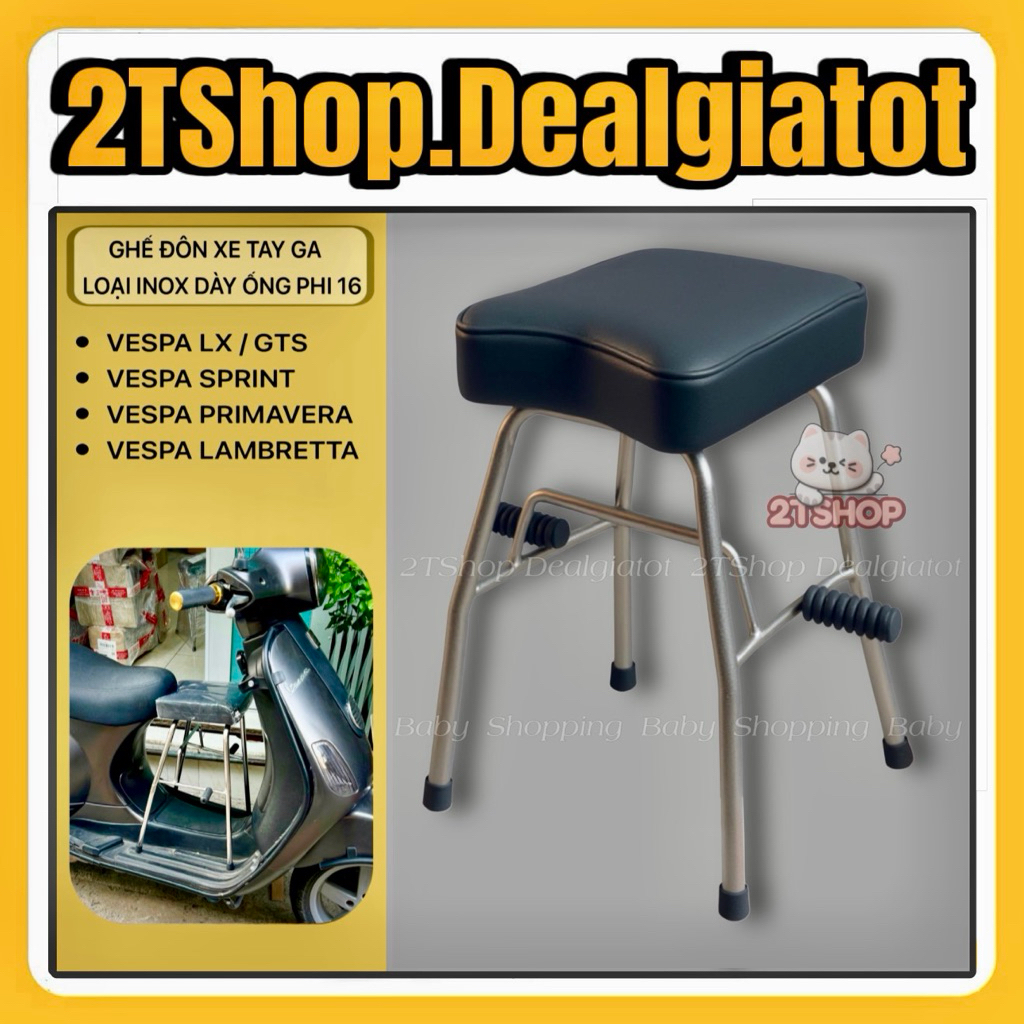 Ghế Đôn Ngồi Xe Máy Cho Bé Trên 2 Tuổi - Dành Cho Xe Vespa LX, Vespa Sprint, Vespa GTS, Vespa Primav