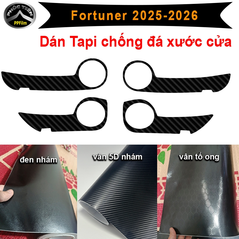 [Fortuner 2008-2026] Miếng dán Tapi cửa ô tô cho Toyota Fortuner chống đá xước bảo vệ Tapi khỏi trầy