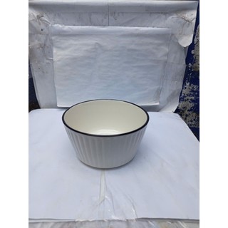 (Mua 5c tặng 1c cùng loại) Tô sứ vuông sọc viền đen nhiều size 15cm 17.5cm