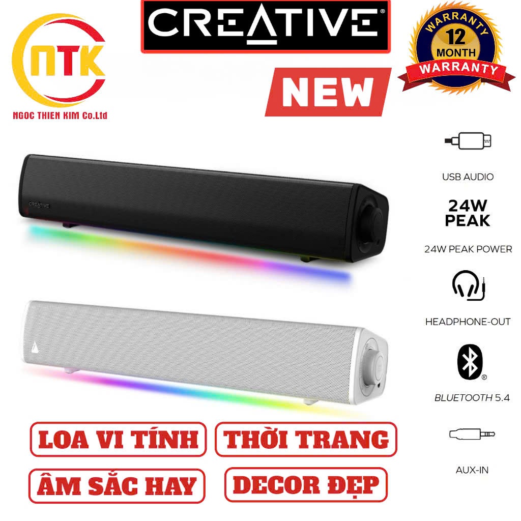 [LOA NEW BH 12 THÁNG] Loa Creative Sound Blaster GS3 RGB (White/Black) SuperWide 24W. Bluetooth./
