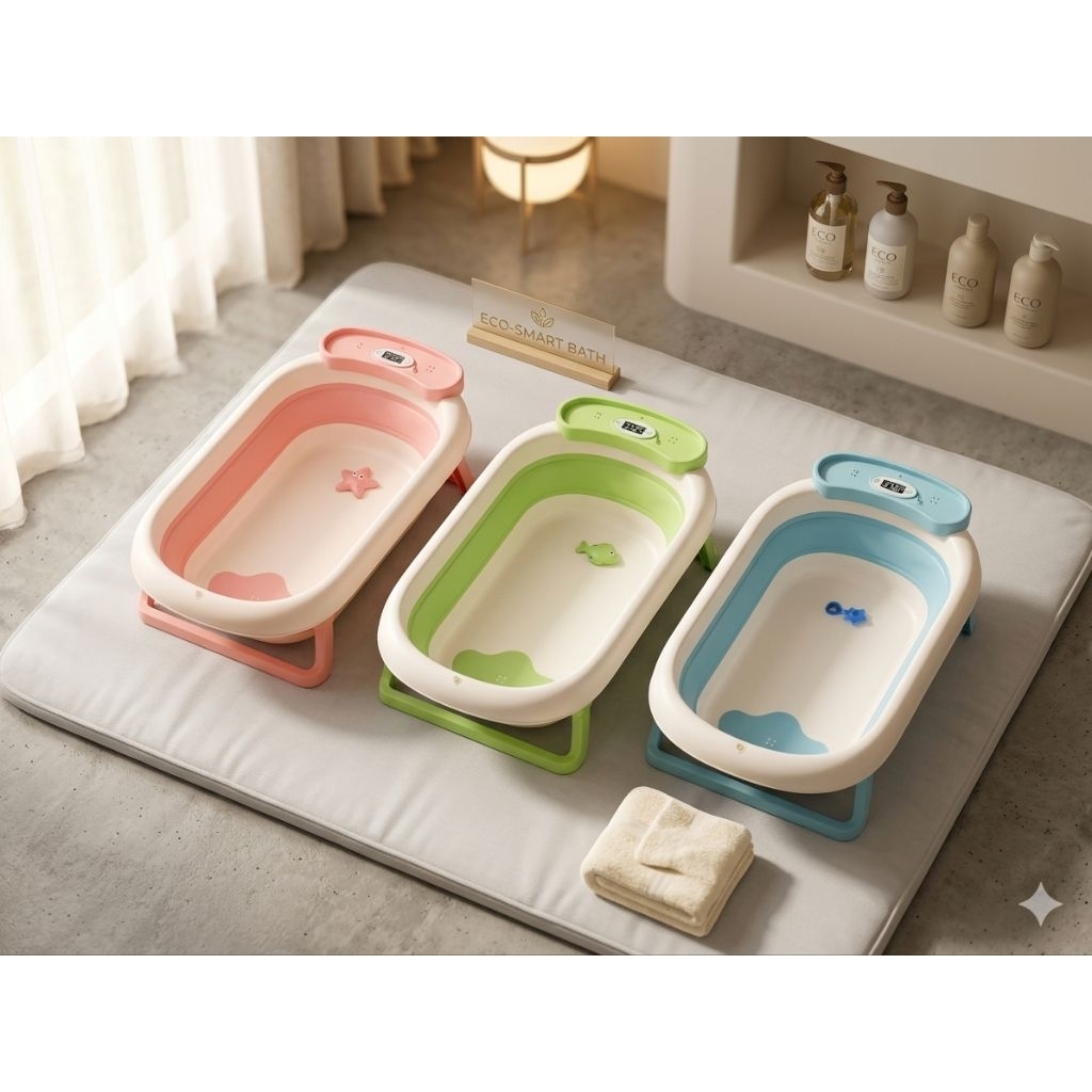 [Loại dày]Chậu tắm chất liệu nhựa siêu cao cấp, màn hình led cảm biến tự động tắt khi đạt nhiệt độ