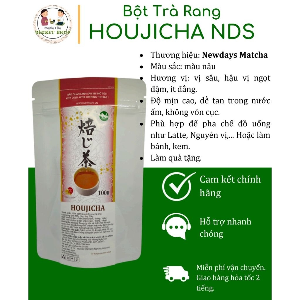 Bột trà rang Houjicha NDS nhập khẩu chính hãng Nhật Bản - Newdays Matcha - SECRET SHOP