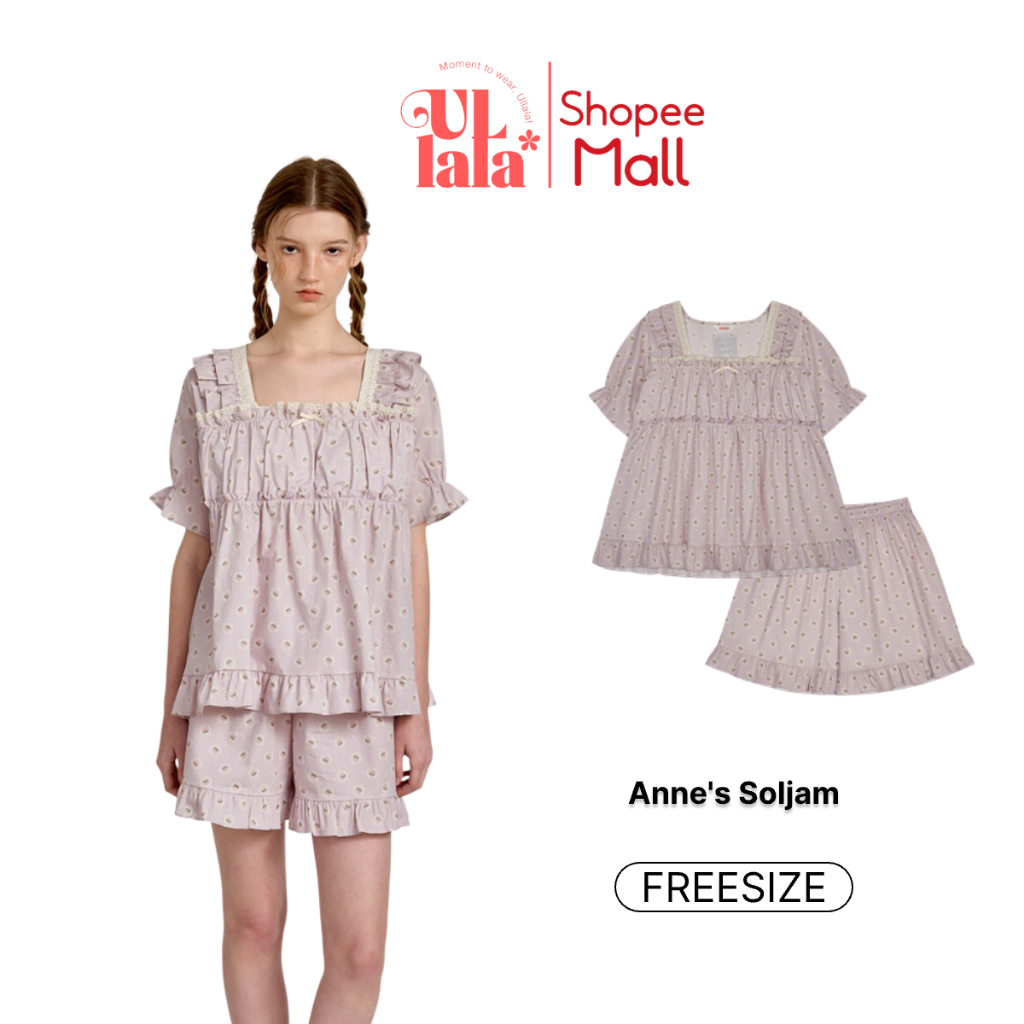 Ullala Pajamas Annes Soljam Bộ ngủ mặc nhà nữ ngắn tay Freesize