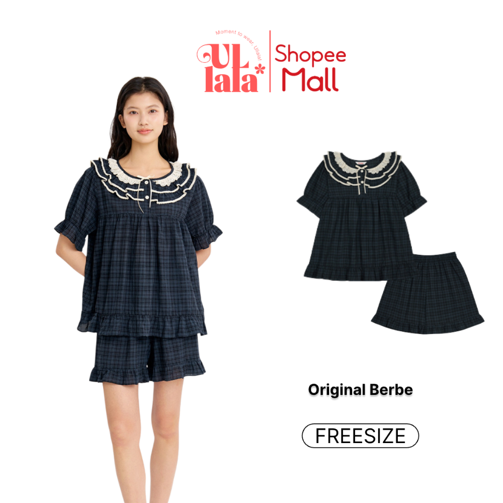 Ullala Pajamas Berbe Bộ ngủ mặc nhà nữ ngắn tay Freesize