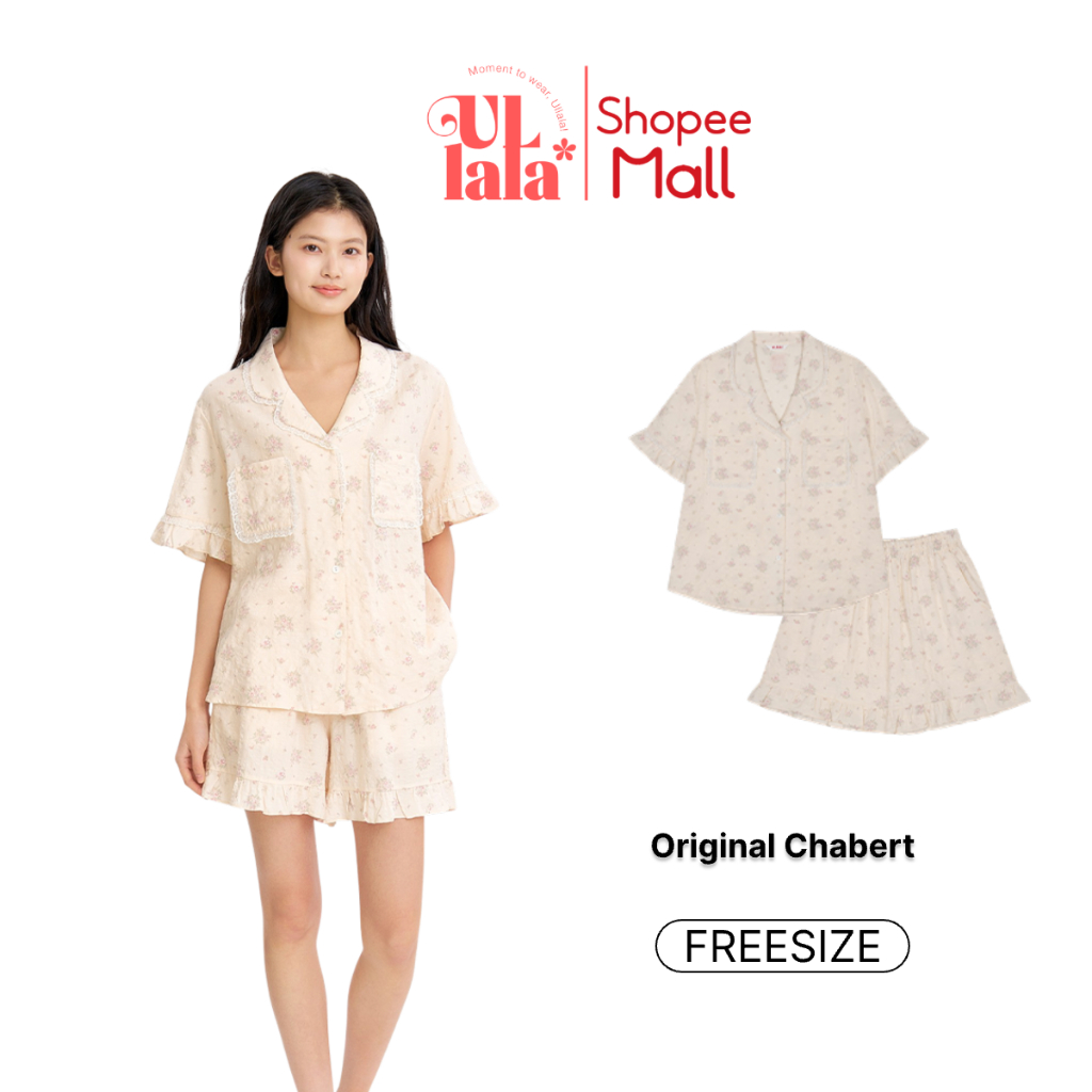 Ullala Pajamas Chabert Bộ ngủ mặc nhà nữ ngắn tay Freesize