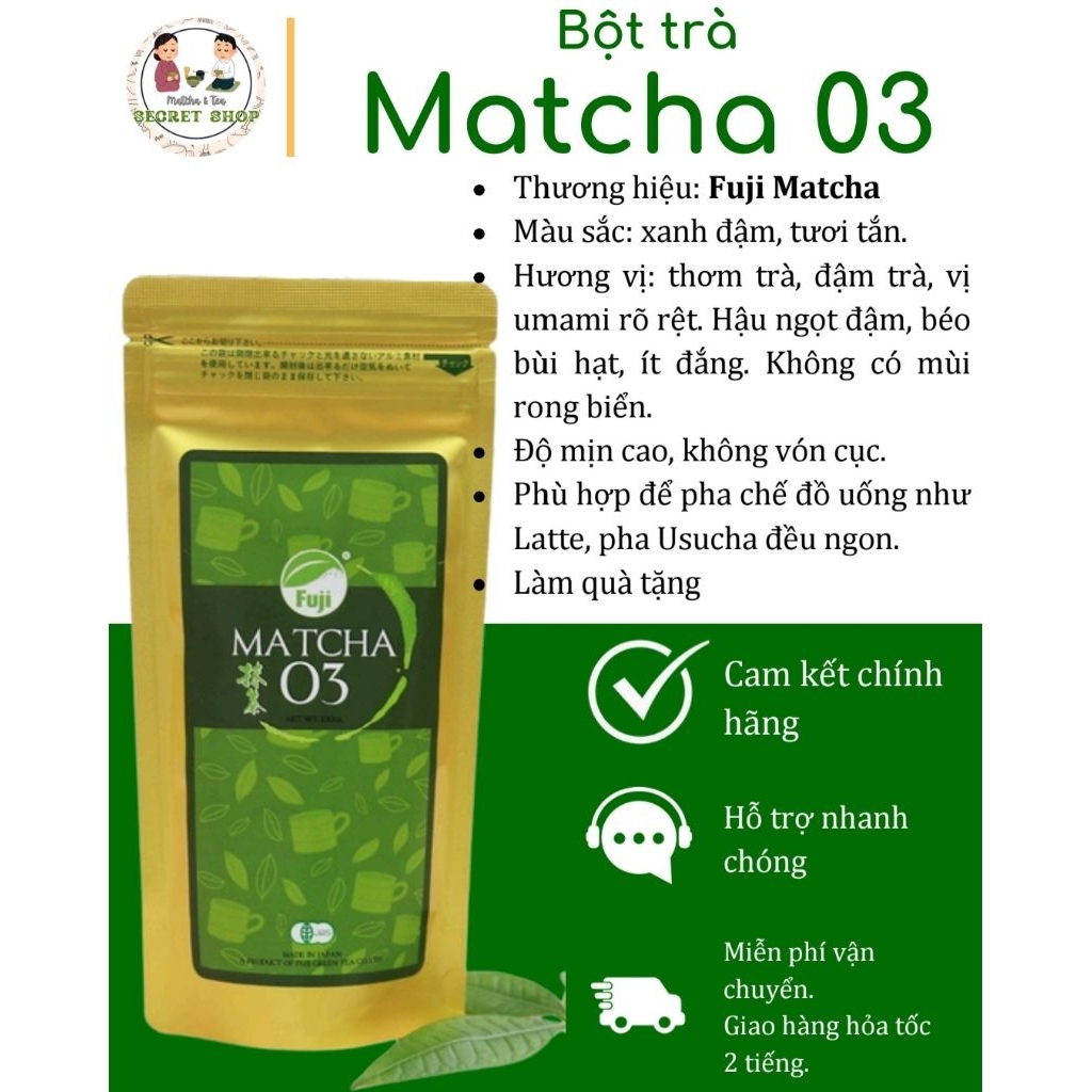 Bột trà Matcha 03 FUJI nhập khẩu chính hãng Nhật Bản - Fuji Matcha - SECRET SHOP