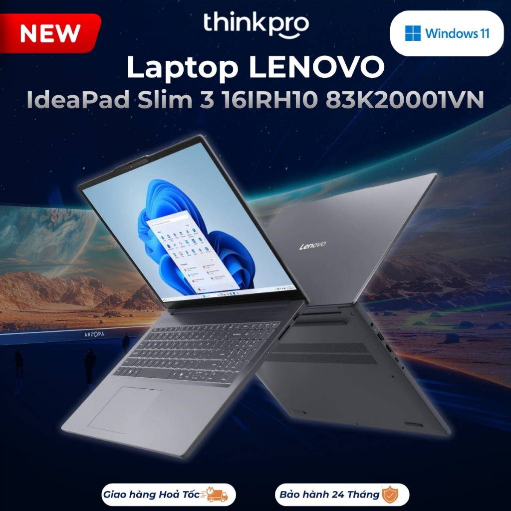 Laptop Lenovo IdeaPad Slim 3 16IRH10 83K20001VN Intel Core i7 13620H 2.4GHz | 16GB | 512GB | WUXGA |