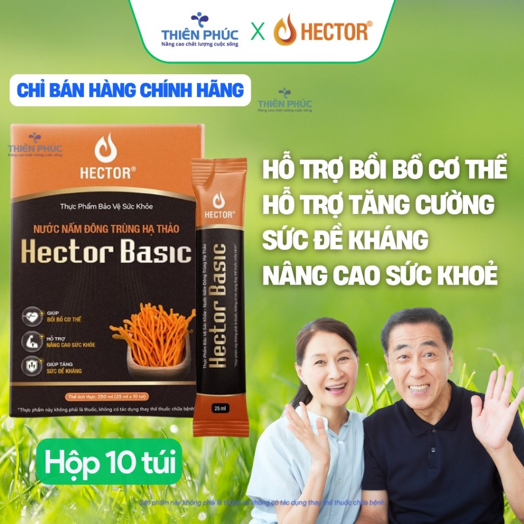 Nước nấm Đông trùng hạ thảo Hector Basic hỗ trợ bồi bổ sức khỏe hằng ngày (1 hộp x 10 gói x 25ml)
