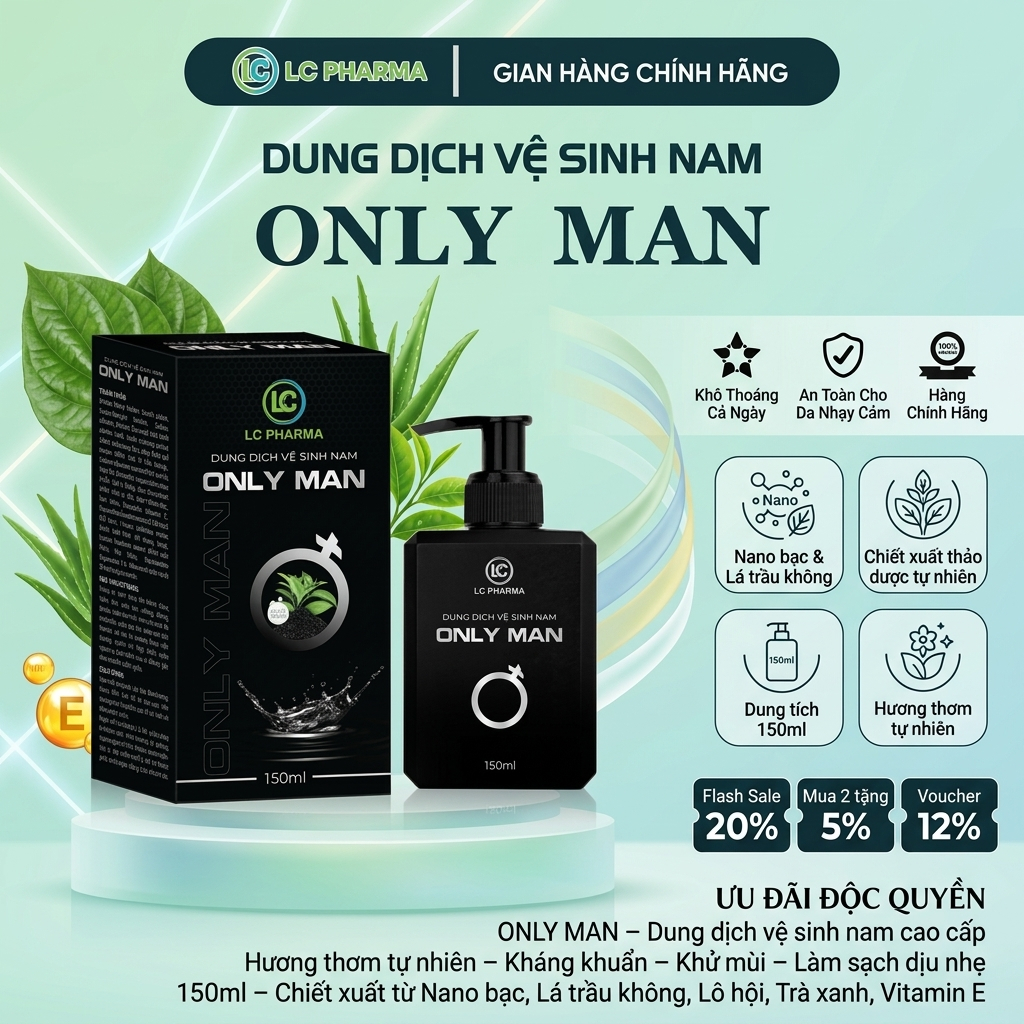 Dung dịch vệ sinh nam giới ONLY MAN ddvs giảm viêm ngứa 150ml