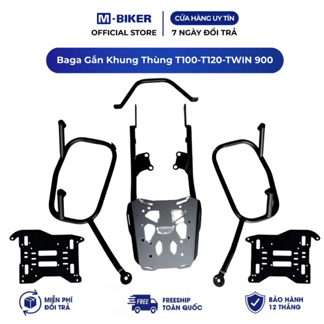 Baga Triumph T100/T120/TWIN900 gắn khung thùng, baga Triumph T100/T120/TWIN900 | M-Biker