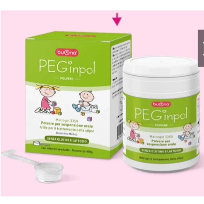 Buona Peginpol Macrogol 3350 - (Lọ 100g)  Hỗ Trợ Táo Bón Cấp Và Mãn Tính Cho Trẻ Em