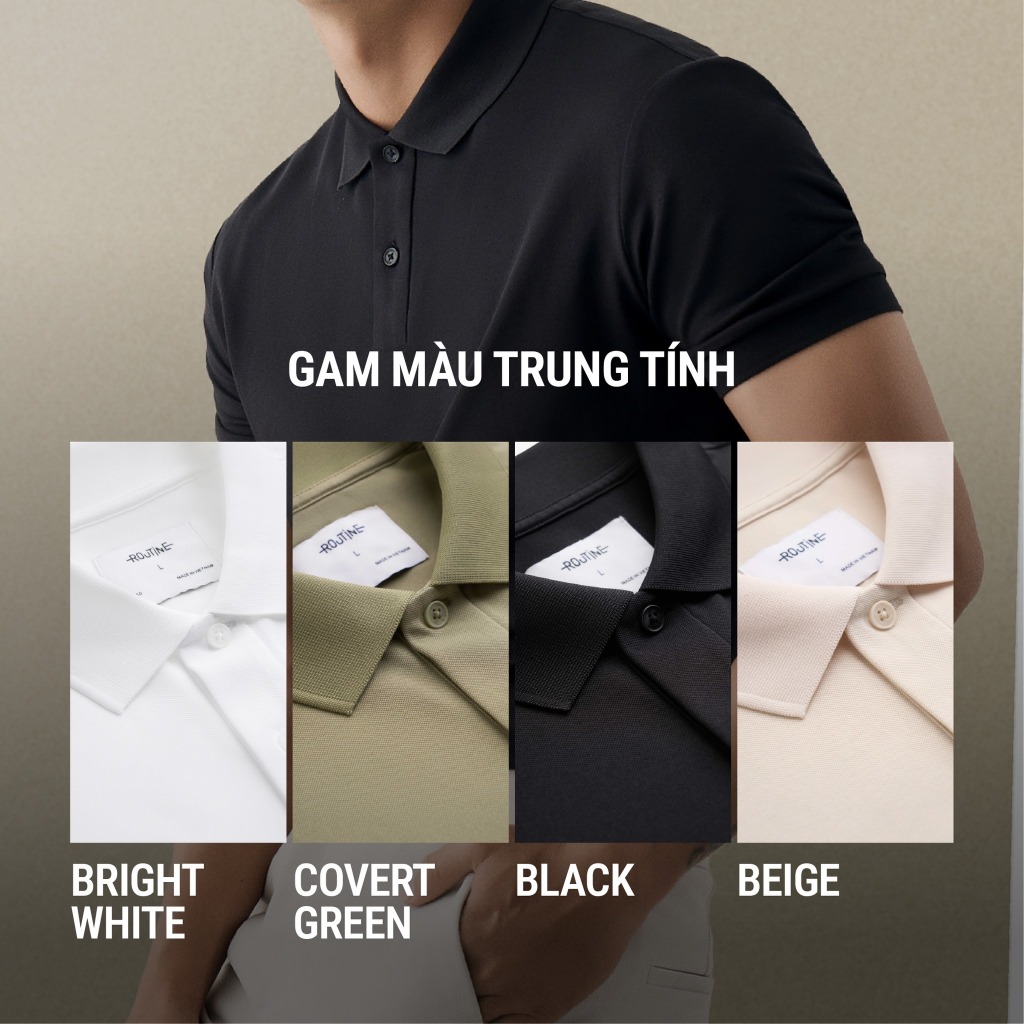 [🔥HOT] Áo Polo Trơn Tay Ngắn Co Giãn Thoáng Mát Form Fitted - Routine 10S26POL032 | BigBuy360 - bigbuy360.vn