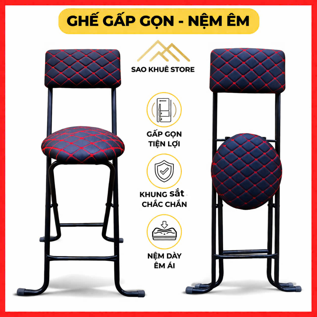 Ghế quầy bar, ghế gấp gọn ( cao 70cm ) - Chắc chắn - Bền đẹp - Tiết kiệm diện tích -