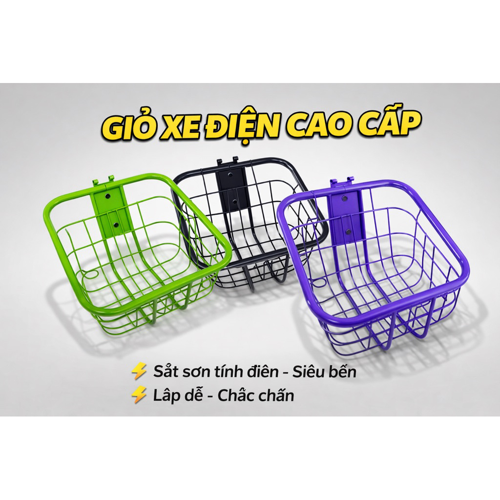 Rổ, Giỏ xe các dòng Vc - K1 - V1 𝐇𝐨𝐭 𝐭𝐫𝐞𝐧𝐝 Rổ xe đạp điện Giỏ sắt trước xe V1 K1 VC | Rổ xe điện chắ