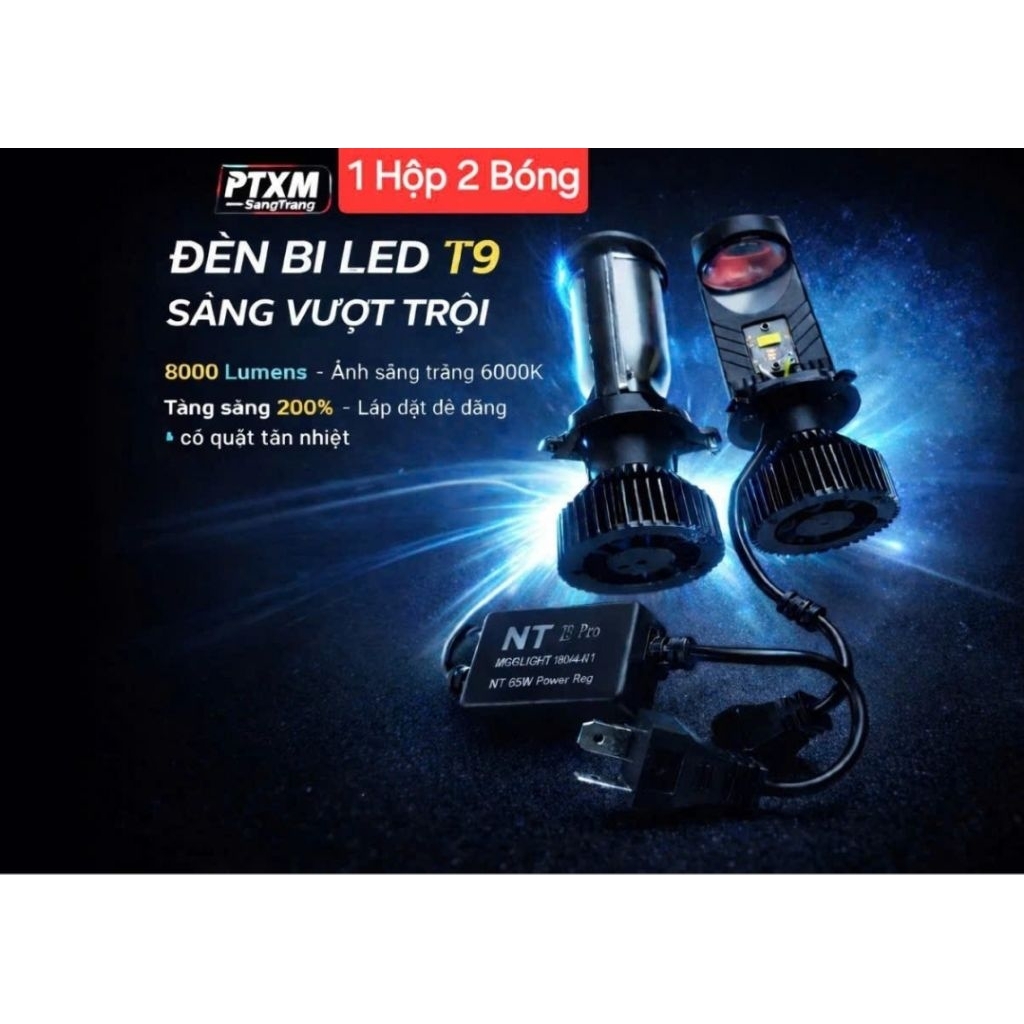 Bóng Đèn T9 pro. siêu phẩm 65w 1 hộp 2 bóng