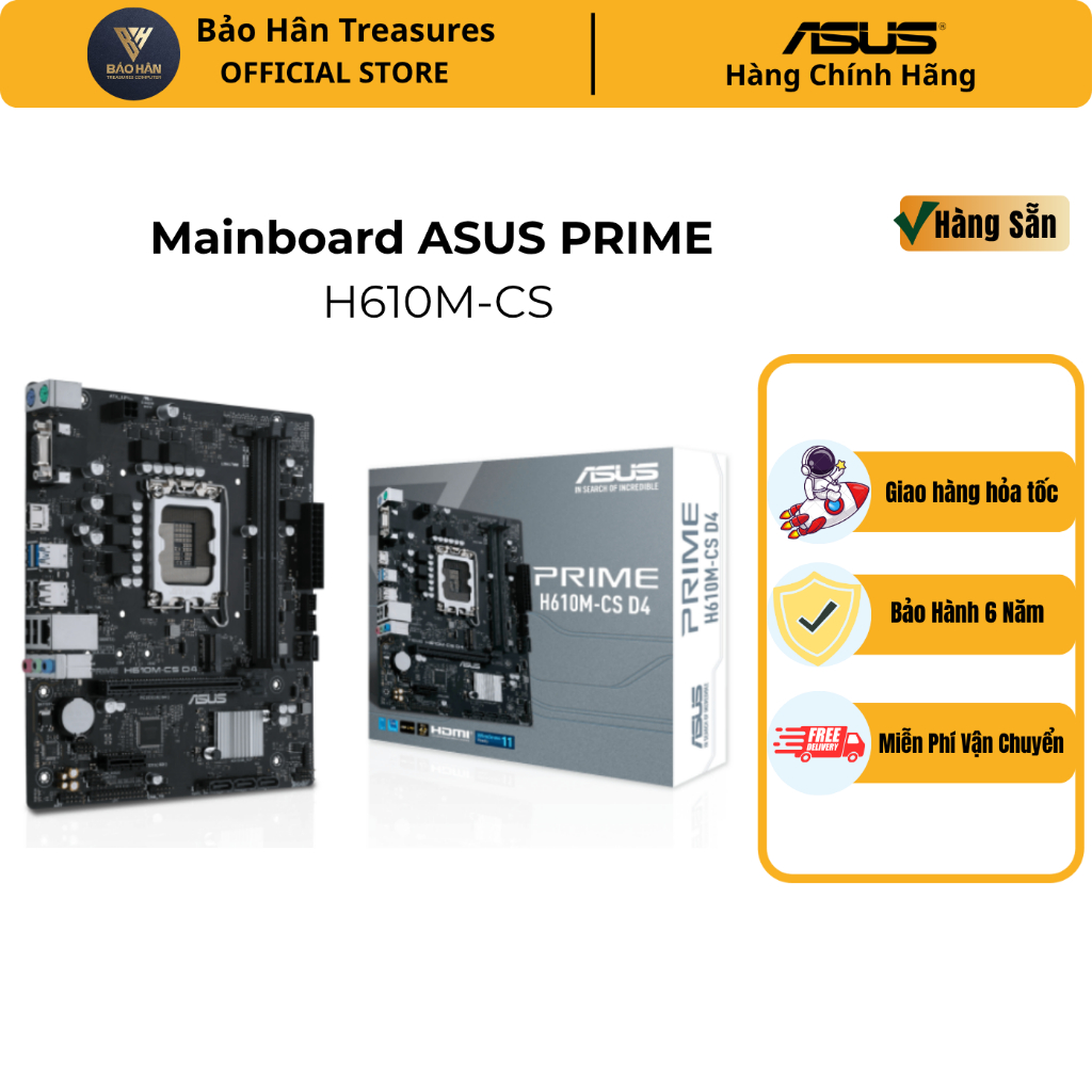 Bo mạch chủ Mainboard ASUS PRIME H610M-K D4, DDR4 3200, LGA 1700 - Hàng Chính Hãng