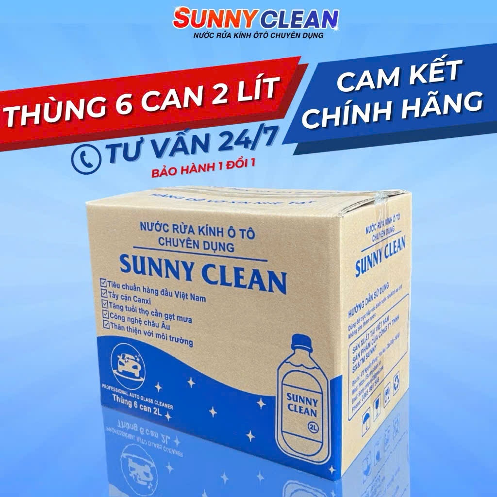 [Thùng 6 Can 2 Lít] Nước Rửa Kính Ô Tô SunnyClean