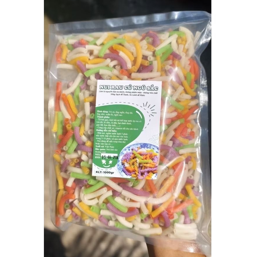 1Kg Nui Ống Dài Rau Củ Dai Ngon