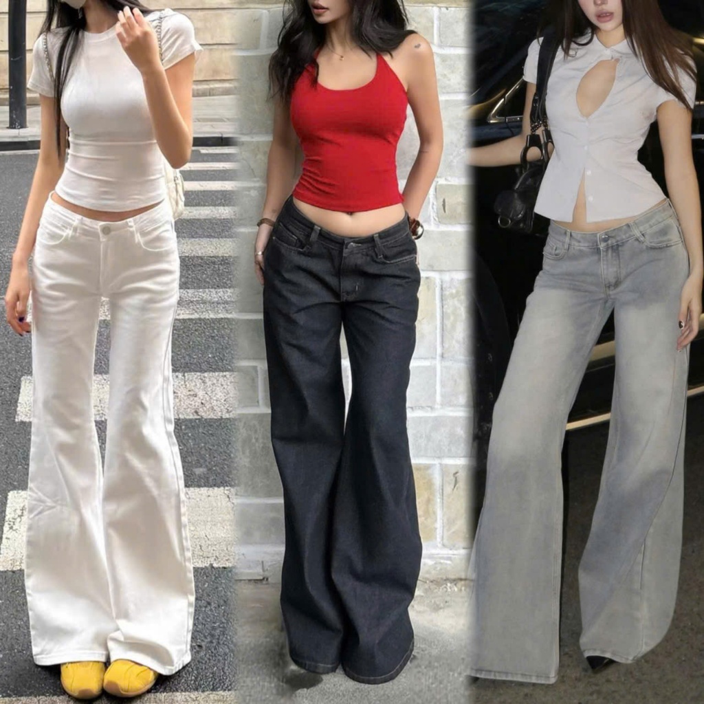 THE QUẠO - Quần Jean Nữ Lưng Cực Thấp Ống Suông Loe R2511_730 | BigBuy360 - bigbuy360.vn