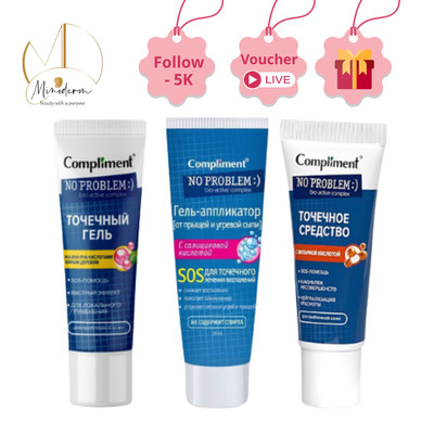 Gel Chấm Mụn Compliment No Problem AHA-BHA-PHA gom cồi mụn, hỗ trợ giảm sưng 25ml