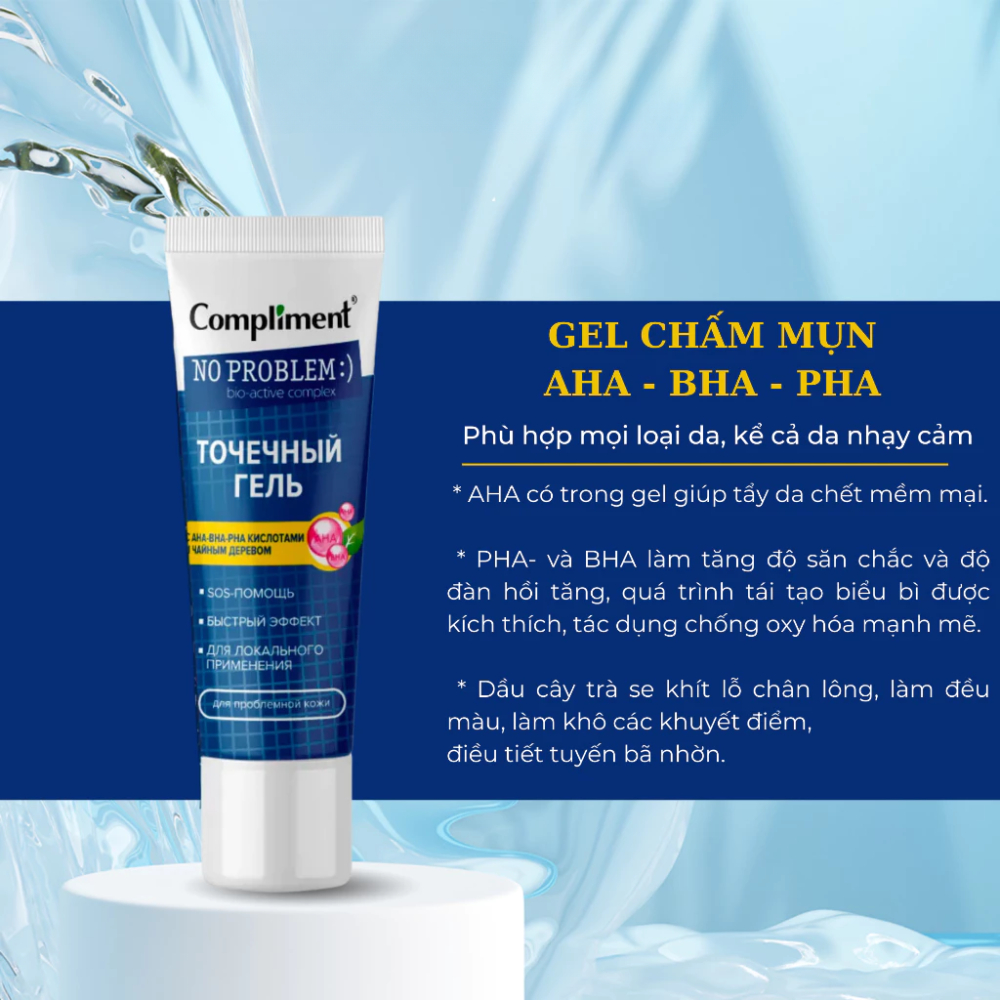 Ảnh 4 của Gel Chấm Mụn Compliment No Problem AHA-BHA-PHA gom cồi mụn, hỗ trợ giảm sưng 25ml