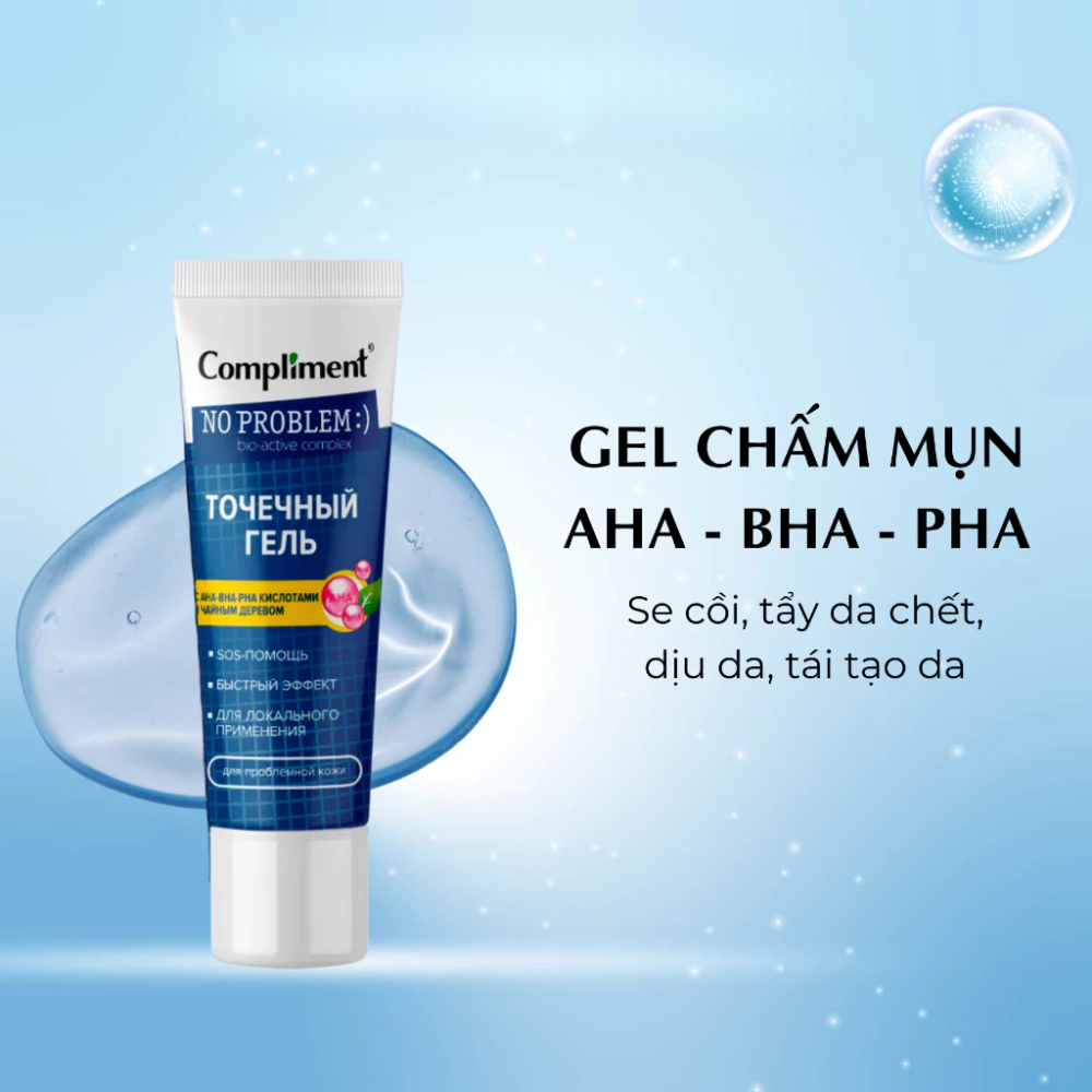 Ảnh 2 của Gel Chấm Mụn Compliment No Problem AHA-BHA-PHA gom cồi mụn, hỗ trợ giảm sưng 25ml