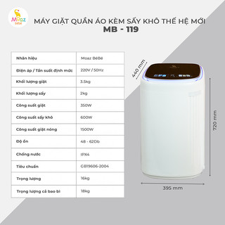 MÁY GIẶT SẤY MINI MOAZ BÉBÉ MB-119 MB-068 PLUS