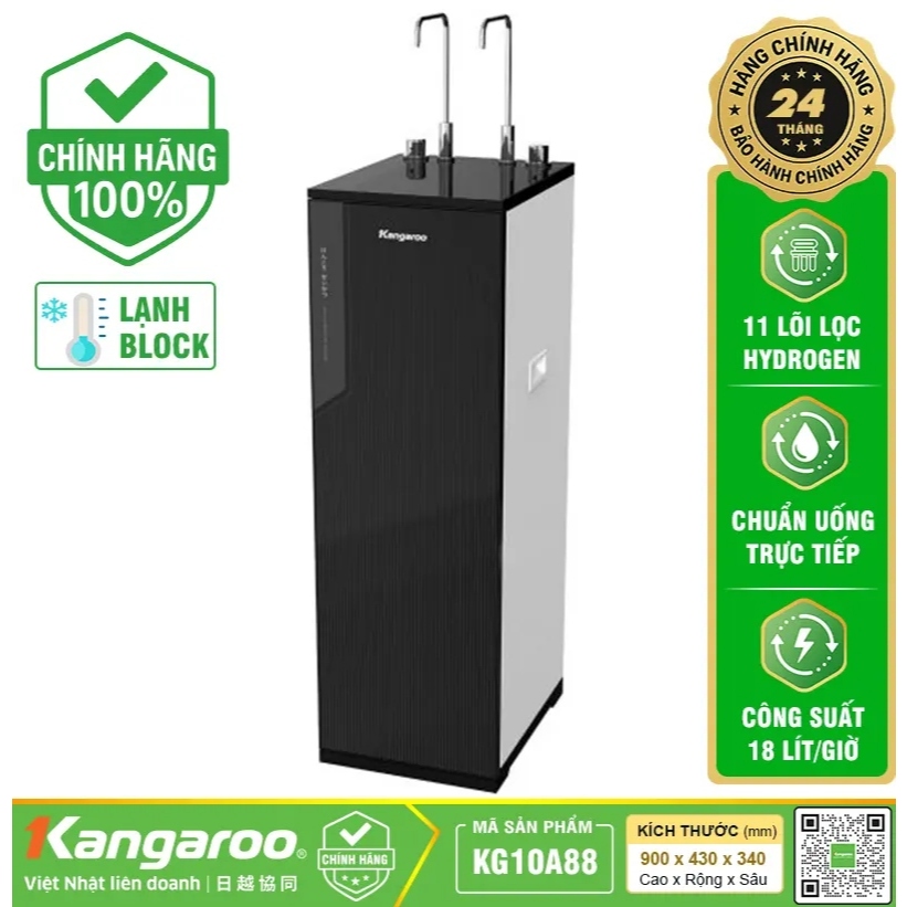 [HÀNG CHÍNH HÃNG 100%]  Máy lọc nước Kangaroo Hydrogen KG10A88 – Nóng lạnh Block cao cấp, hệ 11 lõi 