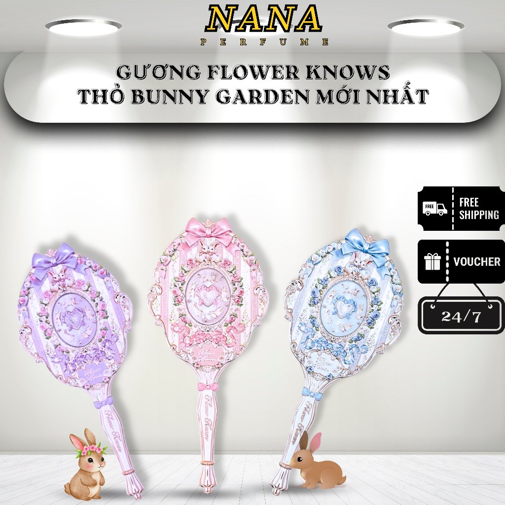 Gương Cầm Tay BST Thỏ Bunny Garden Flower Knows - Nana Shop