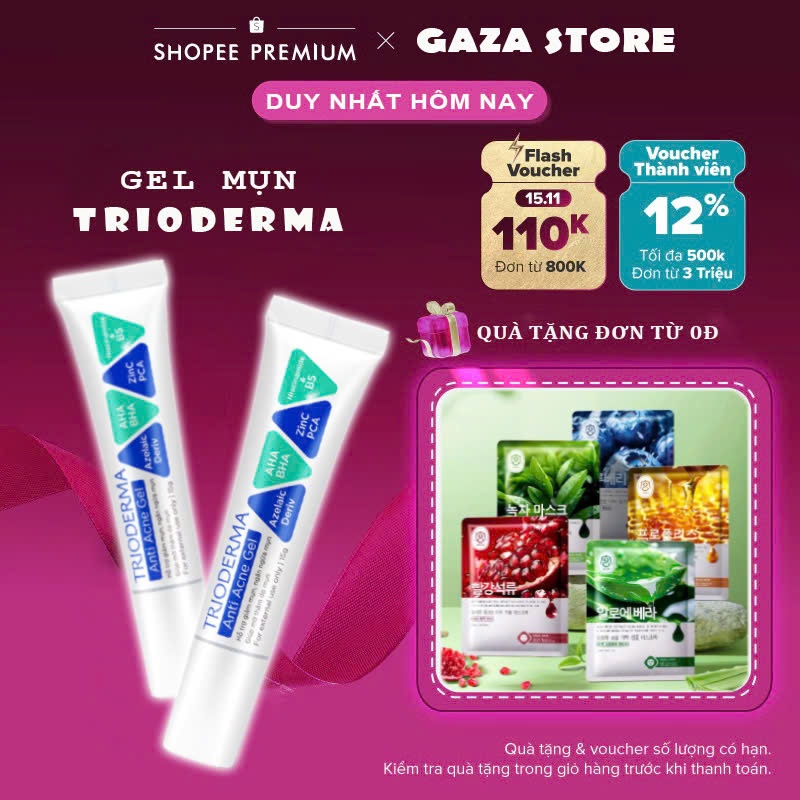 Kem giảm mụn Trioderma dưỡng ẩm và trắng da, xóa mờ vết thâm mụn 15g